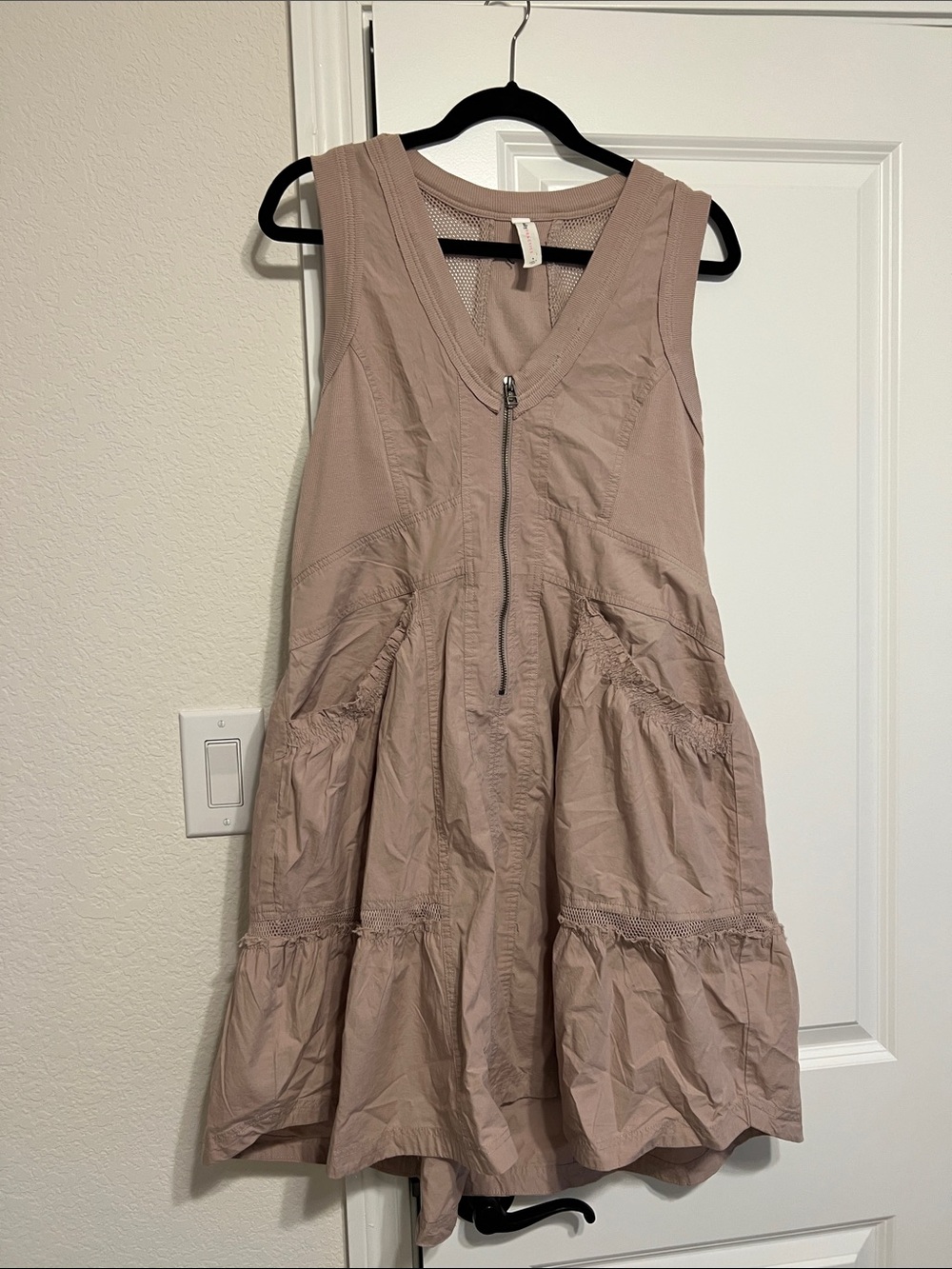 Sleeveless Taupe Zip-Front Women’s Dress